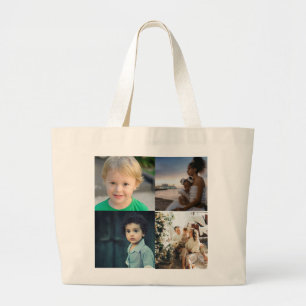 Create Your Own 4 Photo Collage Large Tote Bag