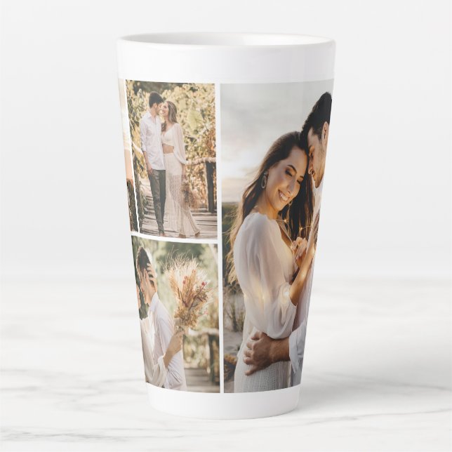Create Your Own 4 Photo Collage Latte Mug (Front)