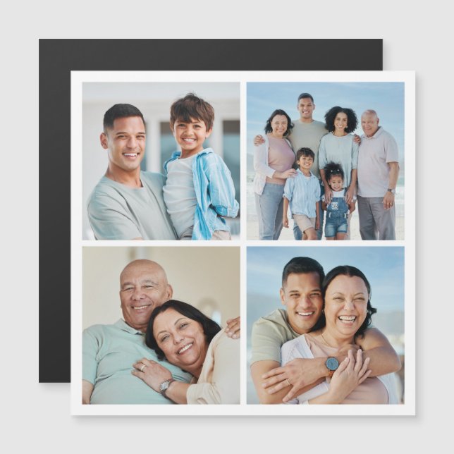 Create Your Own 4 Photo Collage Magnetic Card (Front/Back)