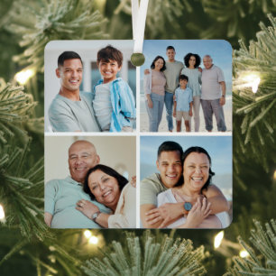 Create Your Own 4 Photo Collage Metal Tree Decoration