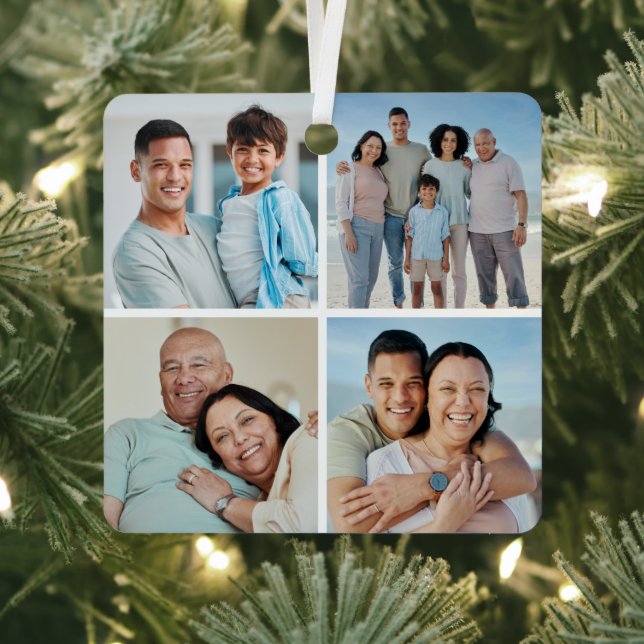 Create Your Own 4 Photo Collage Metal Tree Decoration (Insitu)