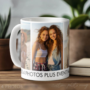 Create Your Own 4 Photo Collage - Modern, Minimal Coffee Mug