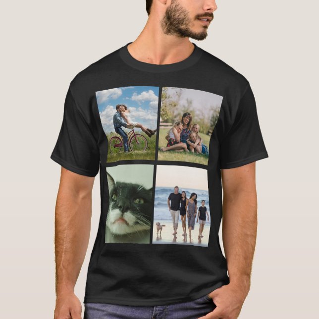 Create Your Own 4 Photo Collage Picture T-Shirt (Front)