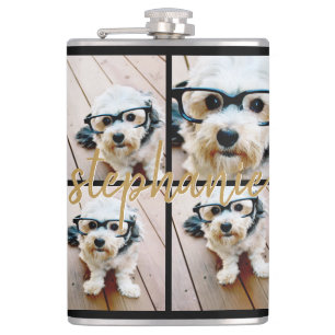 Create Your Own 4 Photo Collage - Script Name Hip Flask
