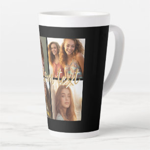 Create Your Own 4 Photo Collage - Script Name Latte Mug