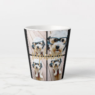 Create Your Own 4 Photo Collage - Script Name Latte Mug