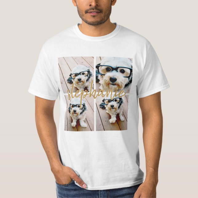 Create Your Own 4 Photo Collage - Script Name T-Shirt (Front)