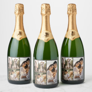 Create Your Own 4 Photo Collage Sparkling Wine Label