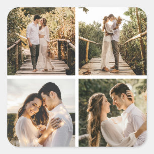 Create Your Own 4 Photo Collage Square Sticker