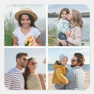 Create Your Own 4 Photo Collage Square Sticker
