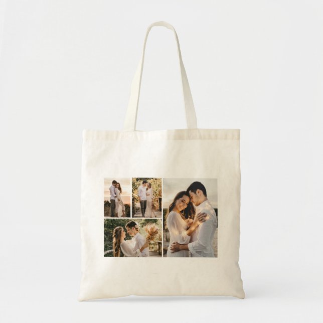 Create Your Own 4 Photo Collage Tote Bag (Front)