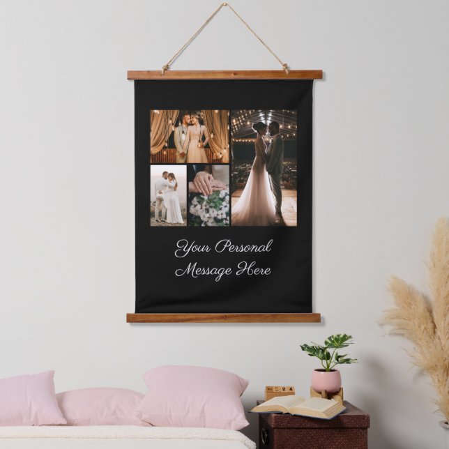 Create Your Own 4 Photo Collage Welcome Sign Hanging Tapestry (Bedroom)