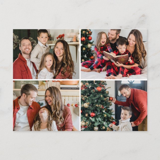 Create Your Own 4 Photo Custom Picure Holiday Postcard (Front)