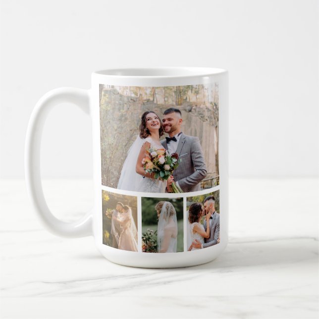 Create Your Own 4 Photo Wedding Collage Coffee Mug (Left)