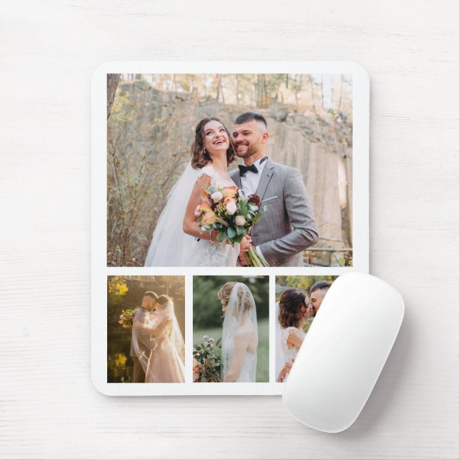 Create Your Own 4 Photo Wedding Collage Mouse Pad (With Mouse)