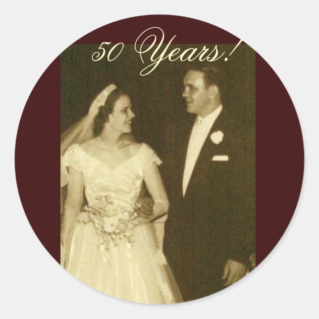 Create your own 50th Anniversary Invitations Classic Round Sticker (Front)