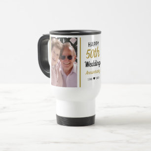 Create Your Own 50th Golden Anniversary  2 Photo Travel Mug