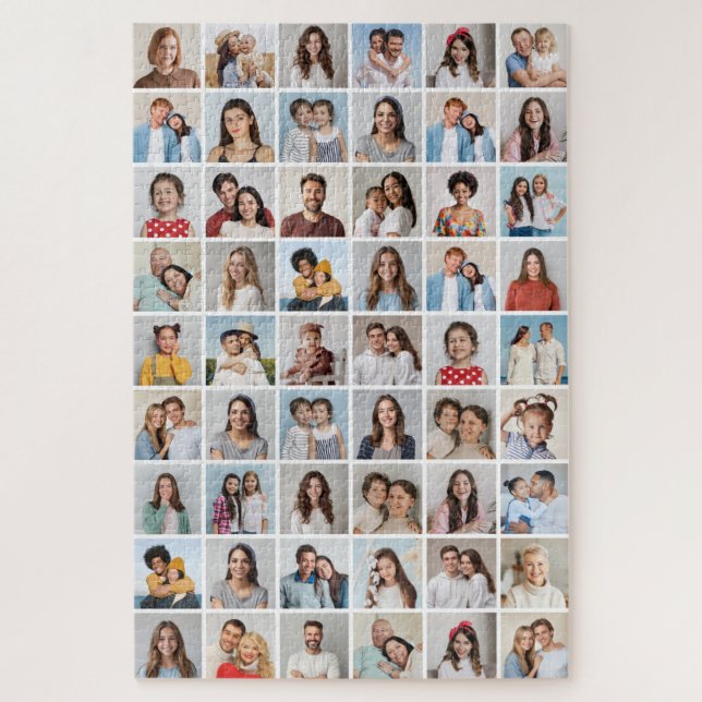 Create Your Own 54 Photo Collage Editable Colour Jigsaw Puzzle (Vertical)