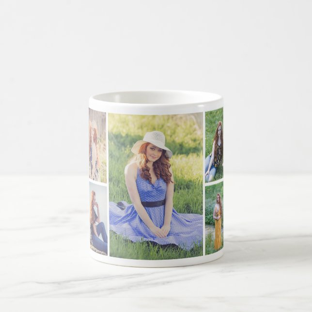 Create Your Own 5 Photo Collage Coffee Mug (Center)