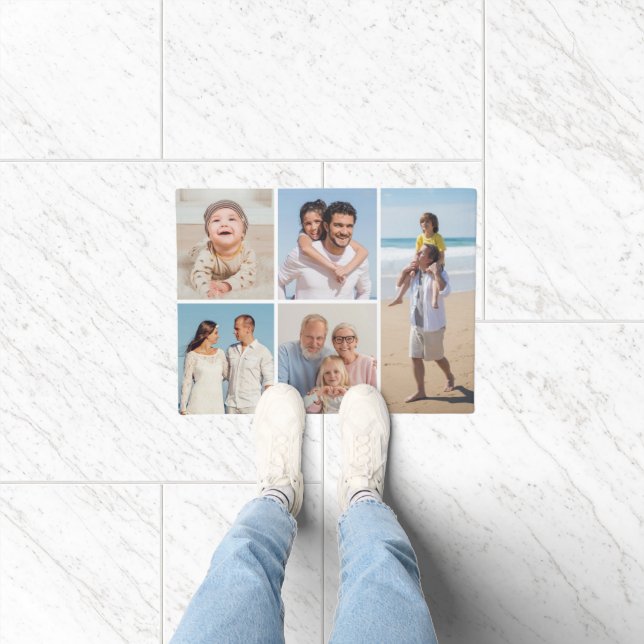 Create Your Own 5 Photo Collage Doormat (Indoor)