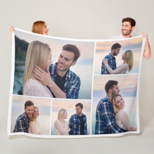 Create Your Own 5 Photo Collage Fleece Blanket