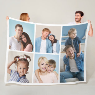 Create Your Own 5 Photo Collage Fleece Blanket