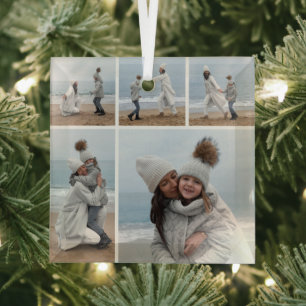 Create Your Own 5 Photo Collage Glass Tree Decoration