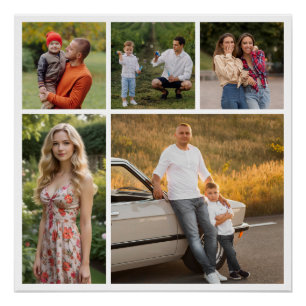 Create Your Own 5 Photo Collage Glossy Poster