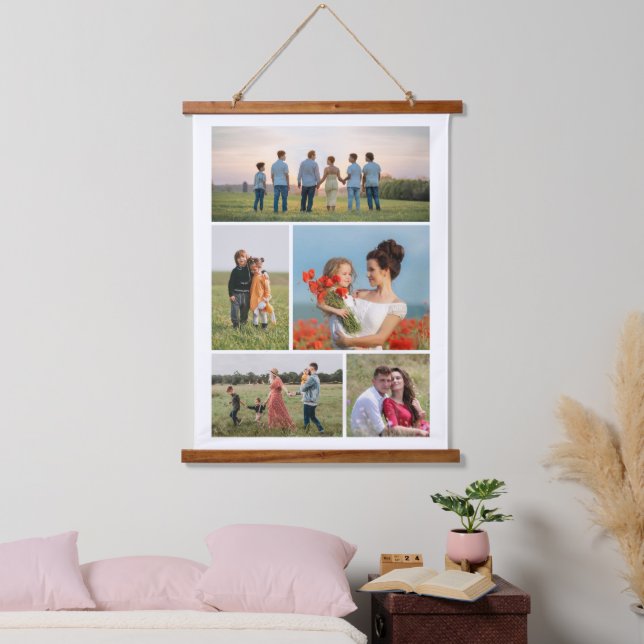 Create Your Own 5 Photo Collage Hanging Tapestry (Bedroom)