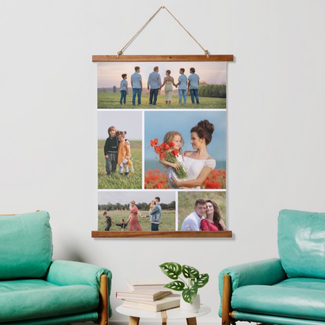 Create Your Own 5 Photo Collage Hanging Tapestry (Living Room)