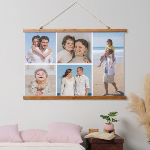 Create Your Own 5 Photo Collage Hanging Tapestry