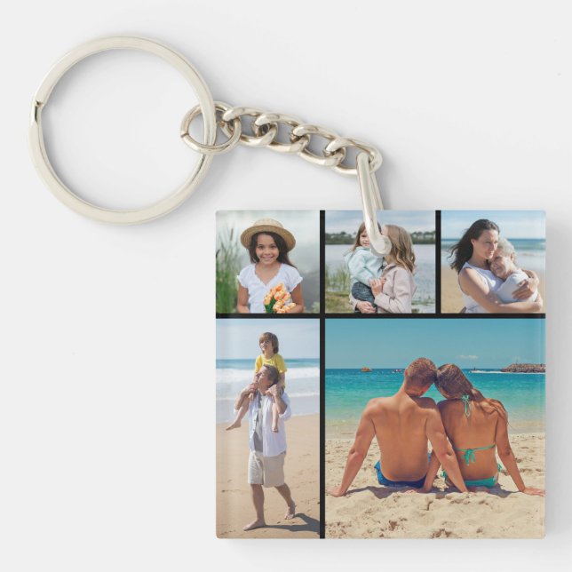 Create Your Own 5 Photo Collage Key Ring (Front)