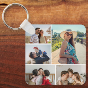 Create Your Own 5 Photo Collage Key Ring