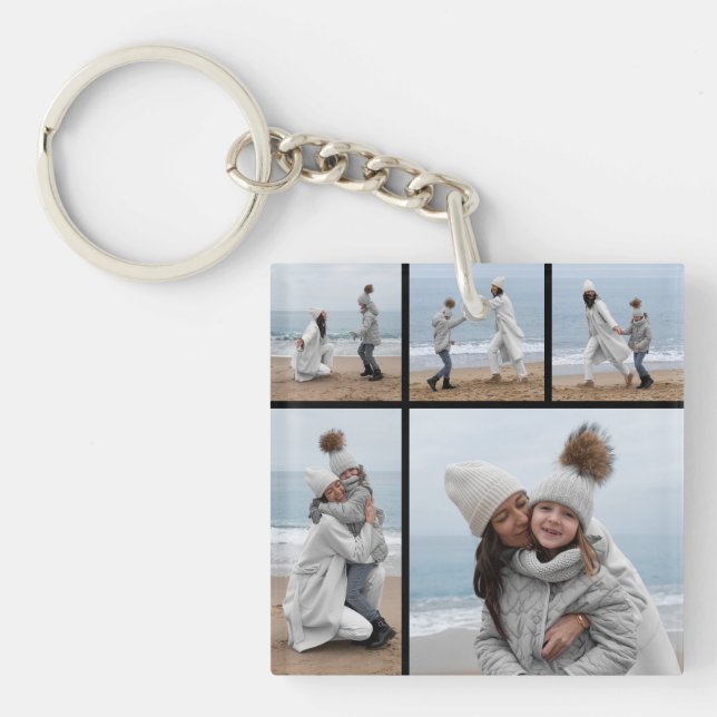 Create Your Own 5 Photo Collage Key Ring (Front)