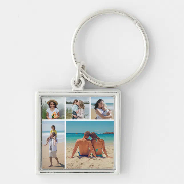 Create Your Own 5 Photo Collage Key Ring | Zazzle
