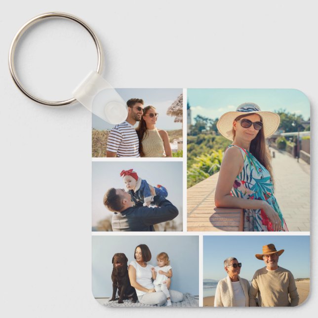 Create Your Own 5 Photo Collage Key Ring (Front)