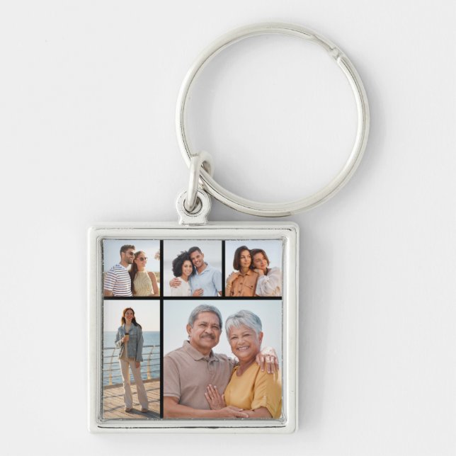 Create Your Own 5 Photo Collage Key Ring (Front)