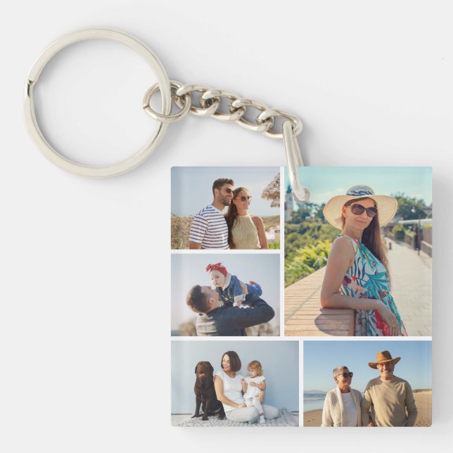 Create Your Own 5 Photo Collage Key Ring (Front)