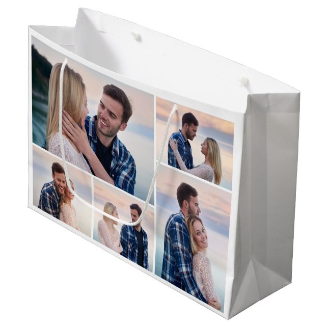 Create Your Own 5 Photo Collage Large Gift Bag (Front Angled)