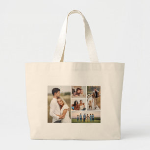 Create Your Own 5 Photo Collage Large Tote Bag