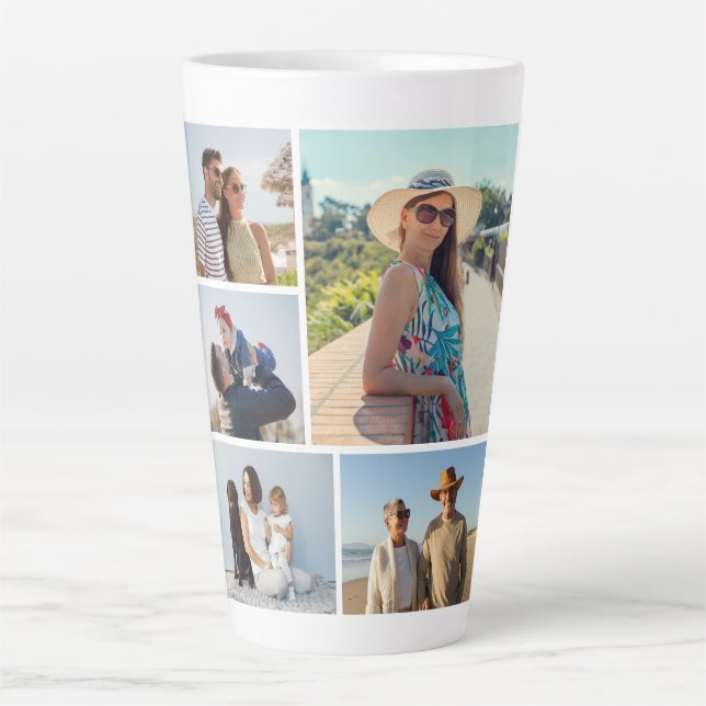 Create Your Own 5 Photo Collage Latte Mug (Front)