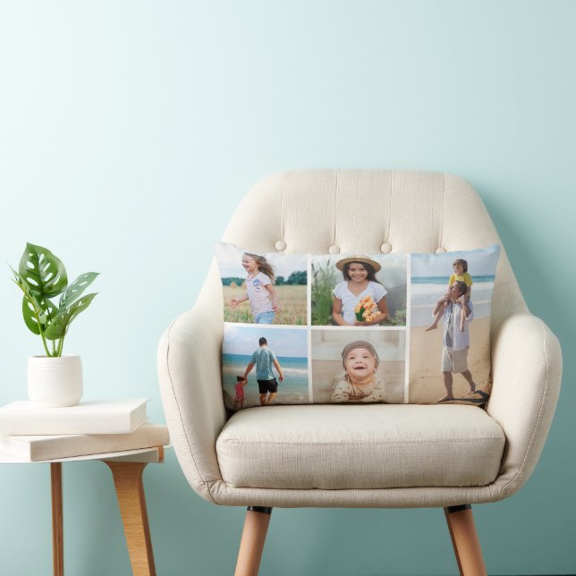Create Your Own 5 Photo Collage Lumbar Cushion (Chair)