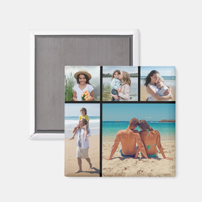 Create Your Own 5 Photo Collage Magnet (Front/Back)