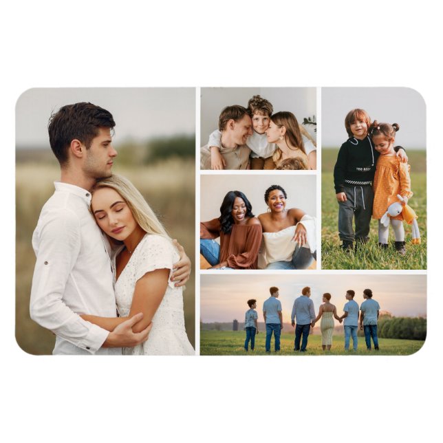 Create Your Own 5 Photo Collage Magnet (Horizontal)