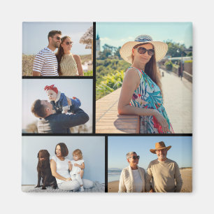 Create Your Own 5 Photo Collage Magnet