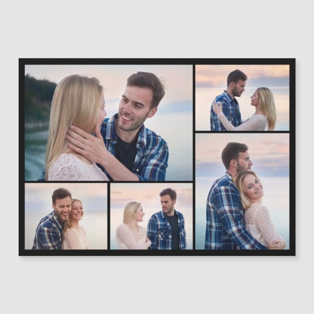 Create Your Own 5 Photo Collage Magnetic Card (Front)