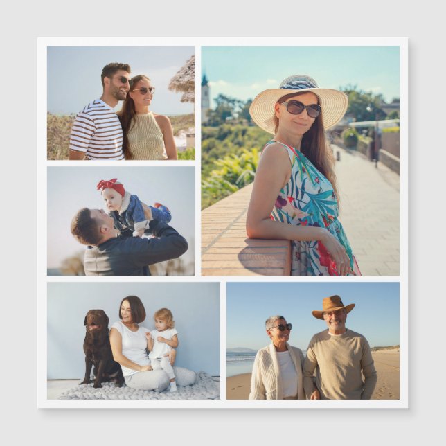 Create Your Own 5 Photo Collage Magnetic Card (Front)