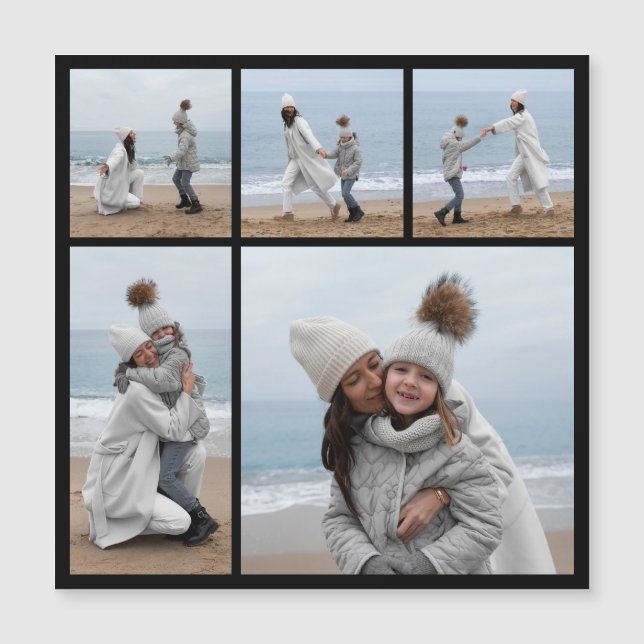 Create Your Own 5 Photo Collage Magnetic Card (Front)