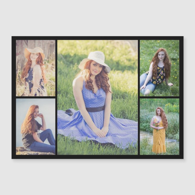 Create Your Own 5 Photo Collage Magnetic Card (Front)