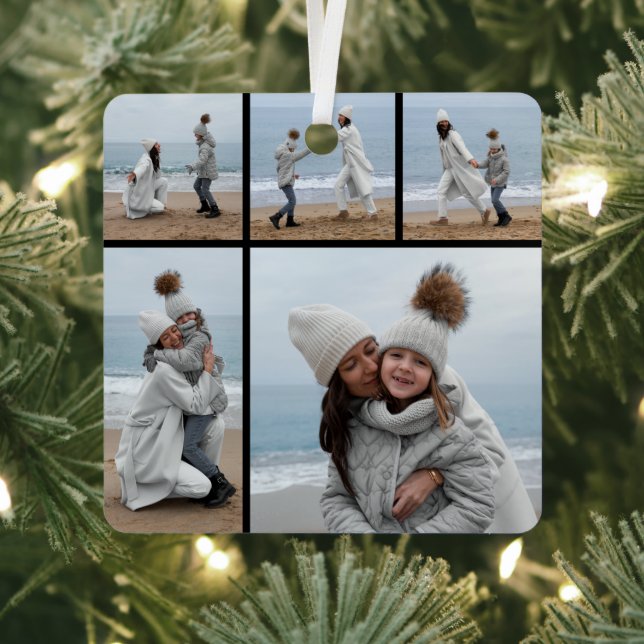 Create Your Own 5 Photo Collage Metal Tree Decoration (Insitu)